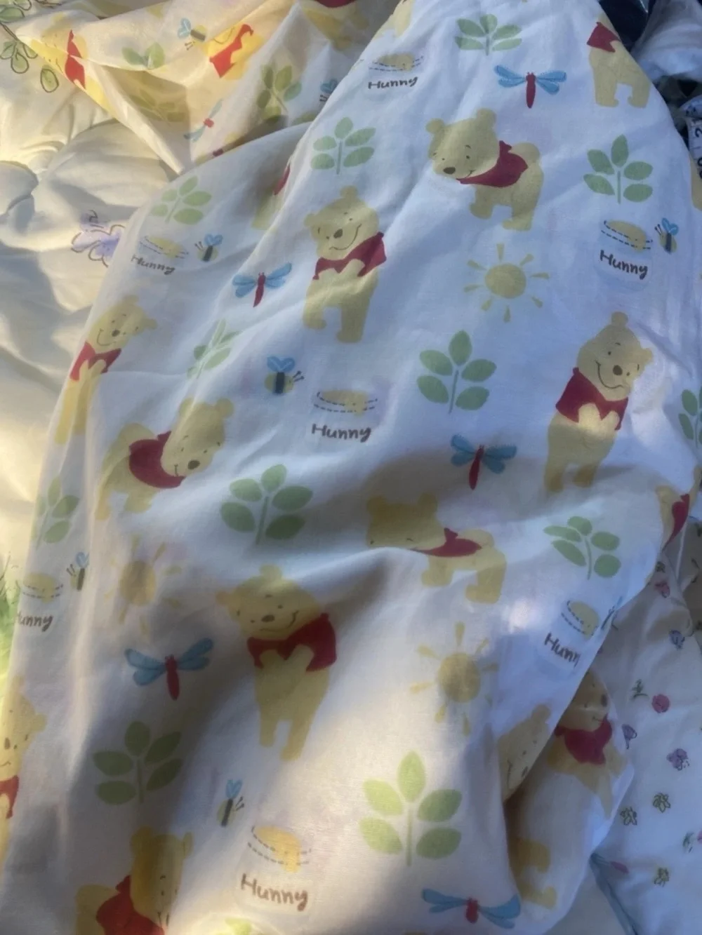 Vintage 1996 Disney Winnie the Pooh Cozy Comforter in Yellow, Pink, White